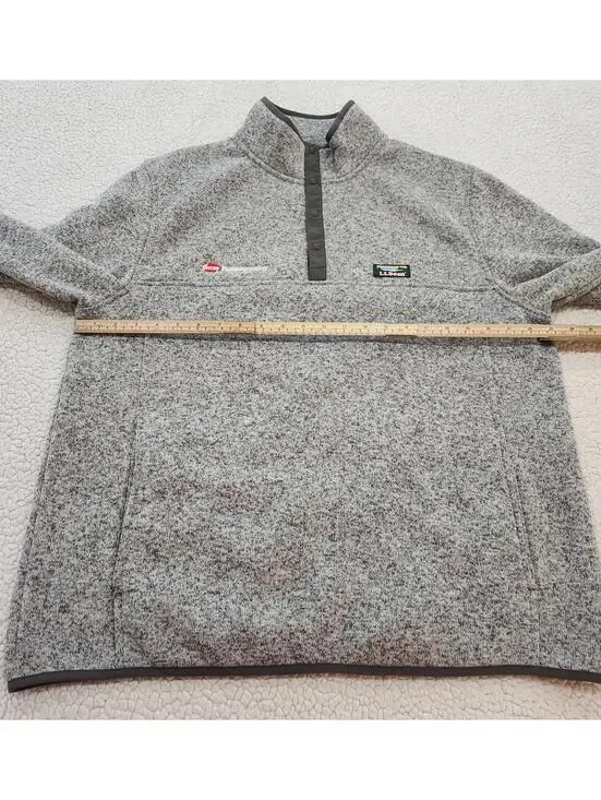 LL Bean Snap Fleece Gray Pullover Sweater Jacket Mens Size Large Slightly Fitted - Picture 4 of 9